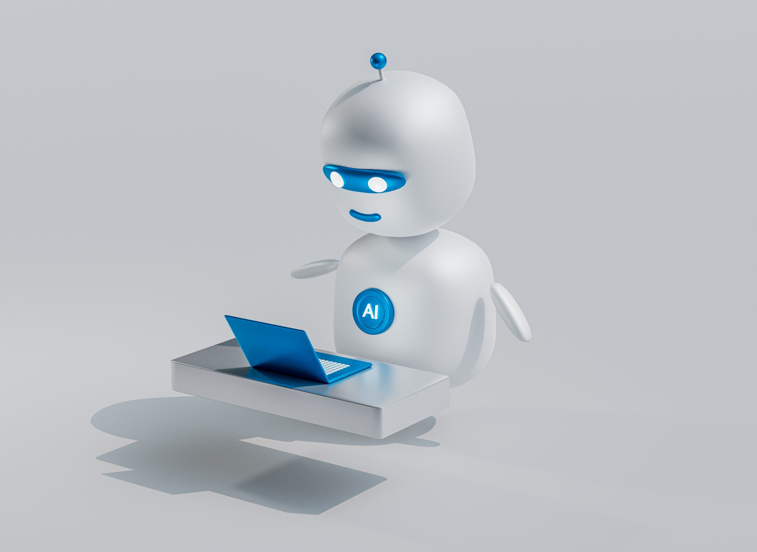 Robot (IA) utilisant un ordinateur portable