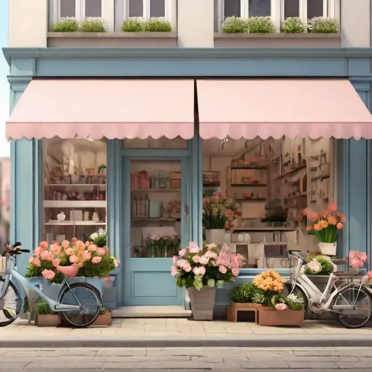 boutique de fleuriste avec deux vélos en devanture.