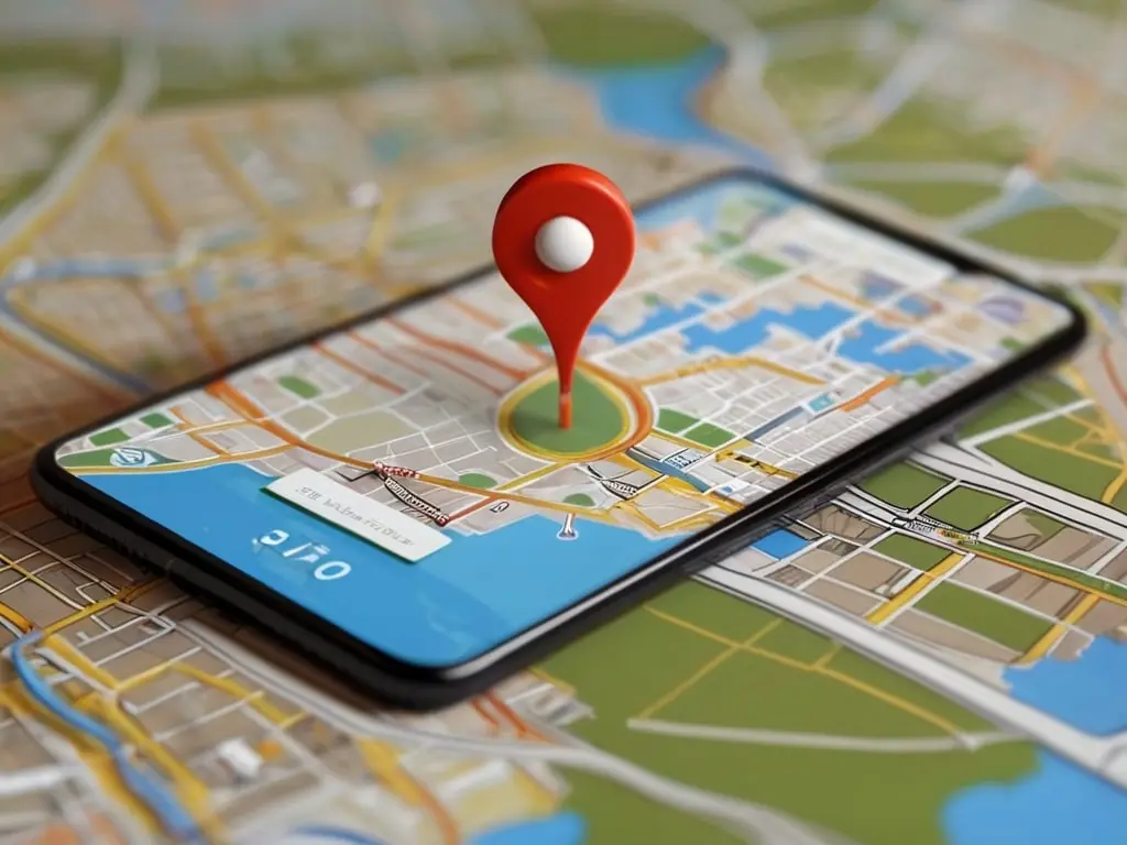 Smartphone avec Google Maps représente la puissance du référencement local